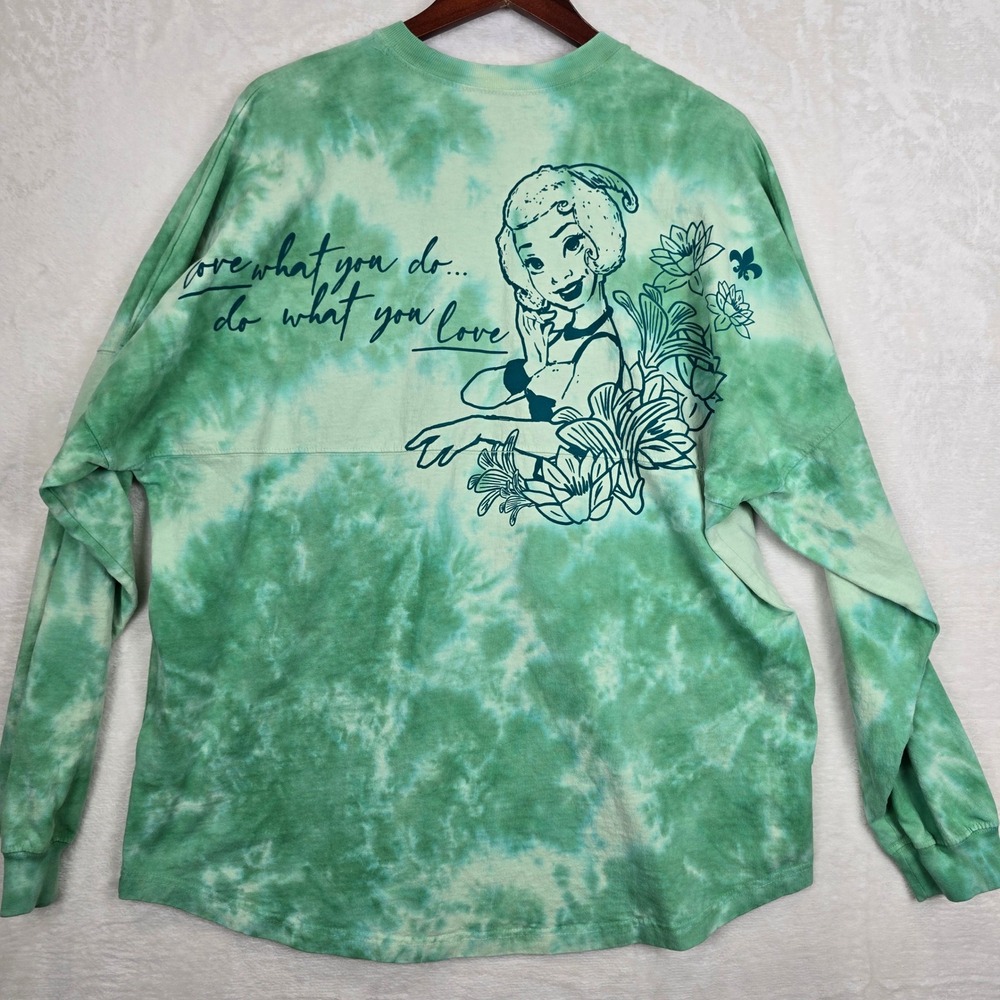 Disney Spirit Jersey Princess Tiana Green Tie Dye Long Sleeve Shirt XL Adult uni